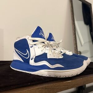 Nike White and Blue High-Top Sneakers